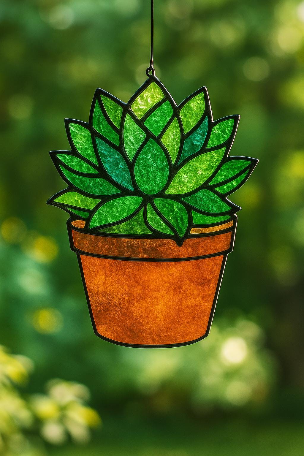 Succulent Plant Stained Glass Pattern PDF β Potted Greenhouse Panel Design | Digital Download for DIY Suncatcher