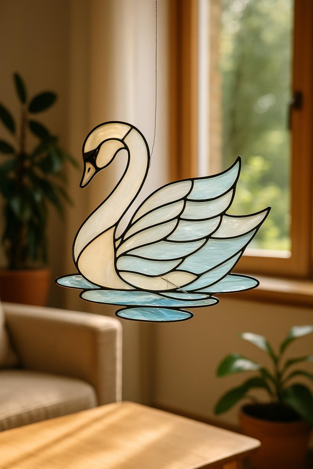 Graceful Swan – Stained Glass Pattern (Digital PDF Download)