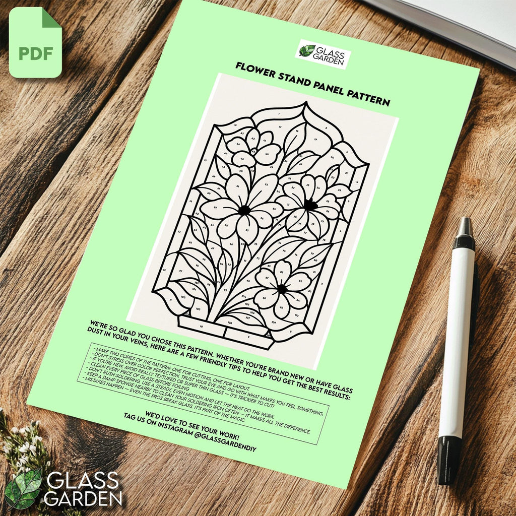 Elegant Floral Arch Stained Glass Pattern - Digital PDF Panel Design for DIY Project