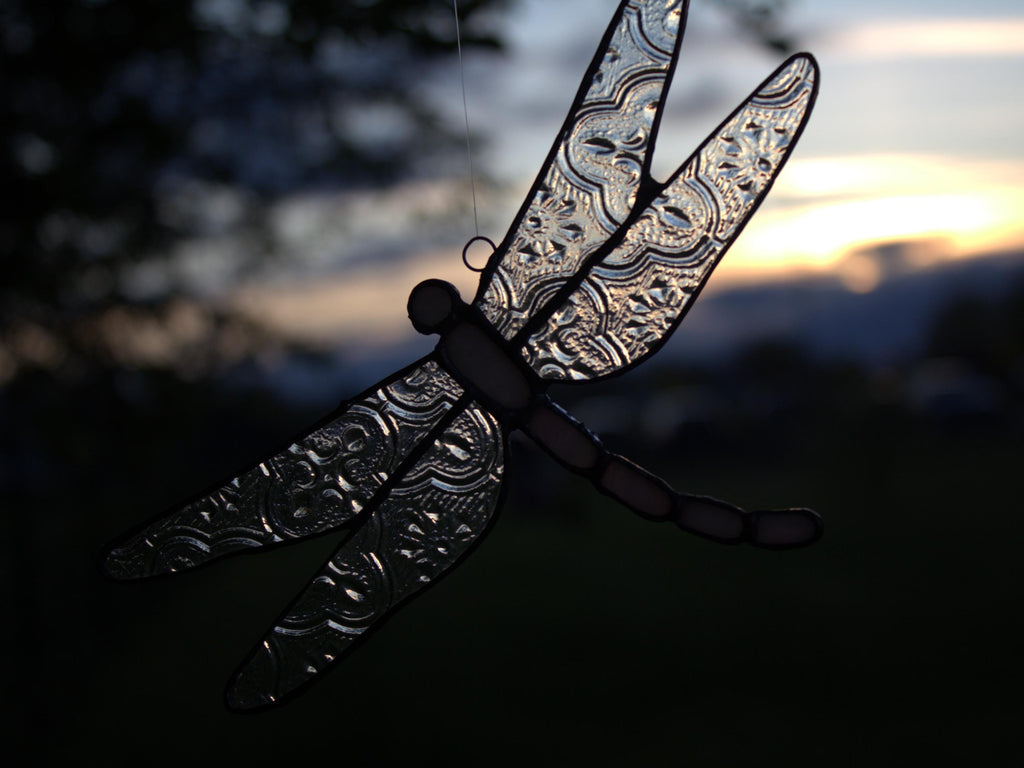 Handcrafted Stained Glass Dragonfly Suncatcher | Garden of Glass | Nature-Inspired Window Decoration
