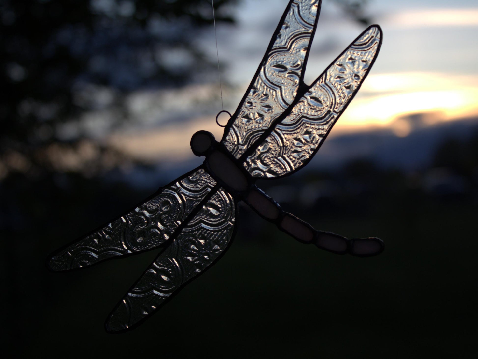 Handcrafted Stained Glass Dragonfly Suncatcher | Garden of Glass | Nature-Inspired Window Decoration