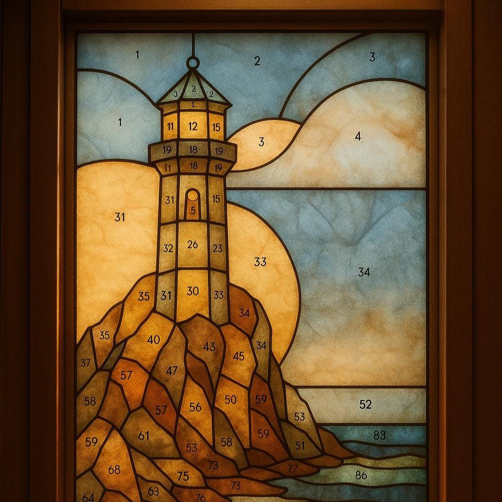 Lighthouse by the Sea – Stained Glass Panel Pattern (Printable PDF)