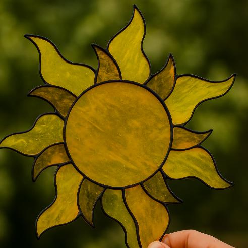 Sun Stained Glass Pattern PDF – Panel Template | Digital Download for DIY Glass Art