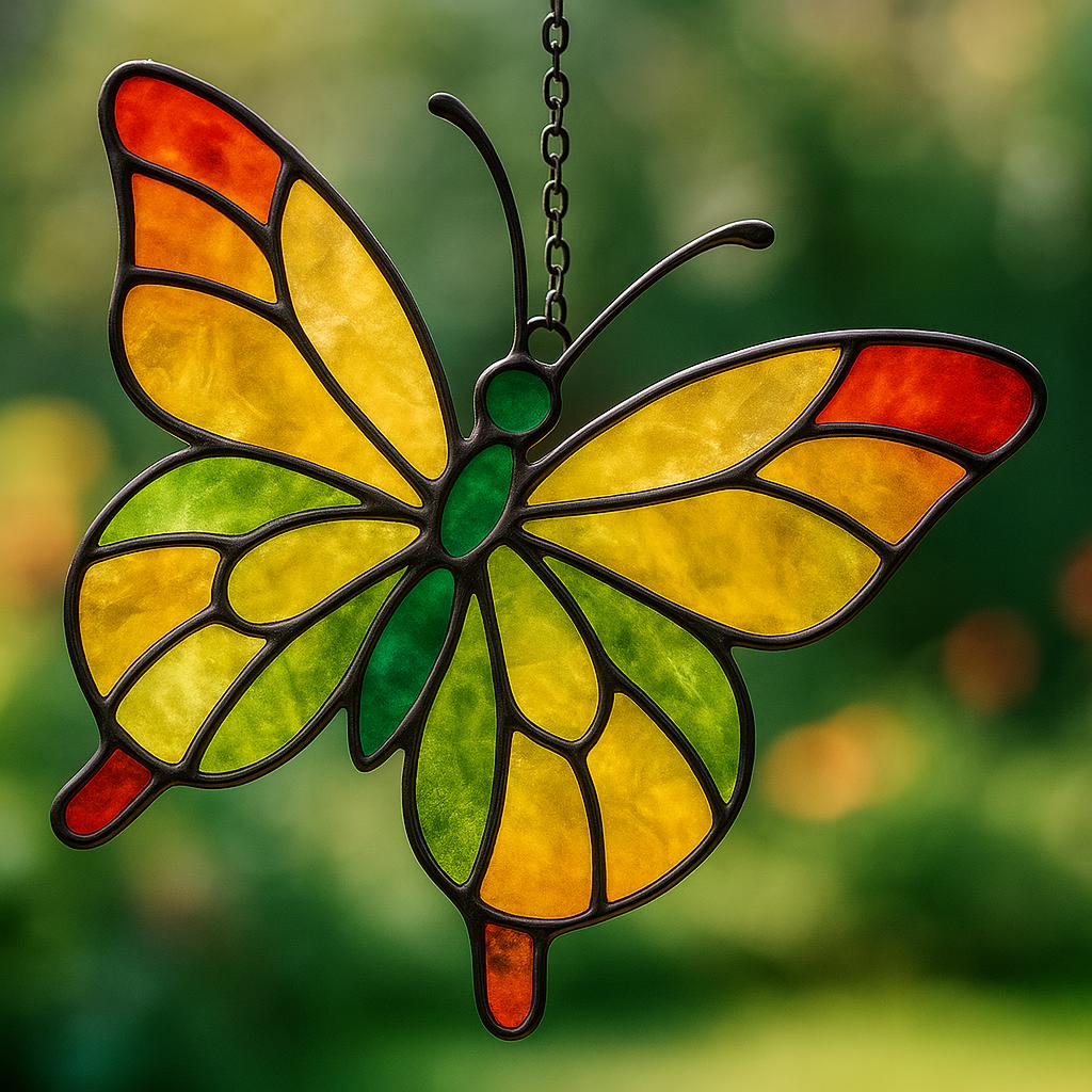 Butterfly Stained Glass Pattern PDF – Colorful Suncatcher Wings Template | Digital Download for DIY Glass Art