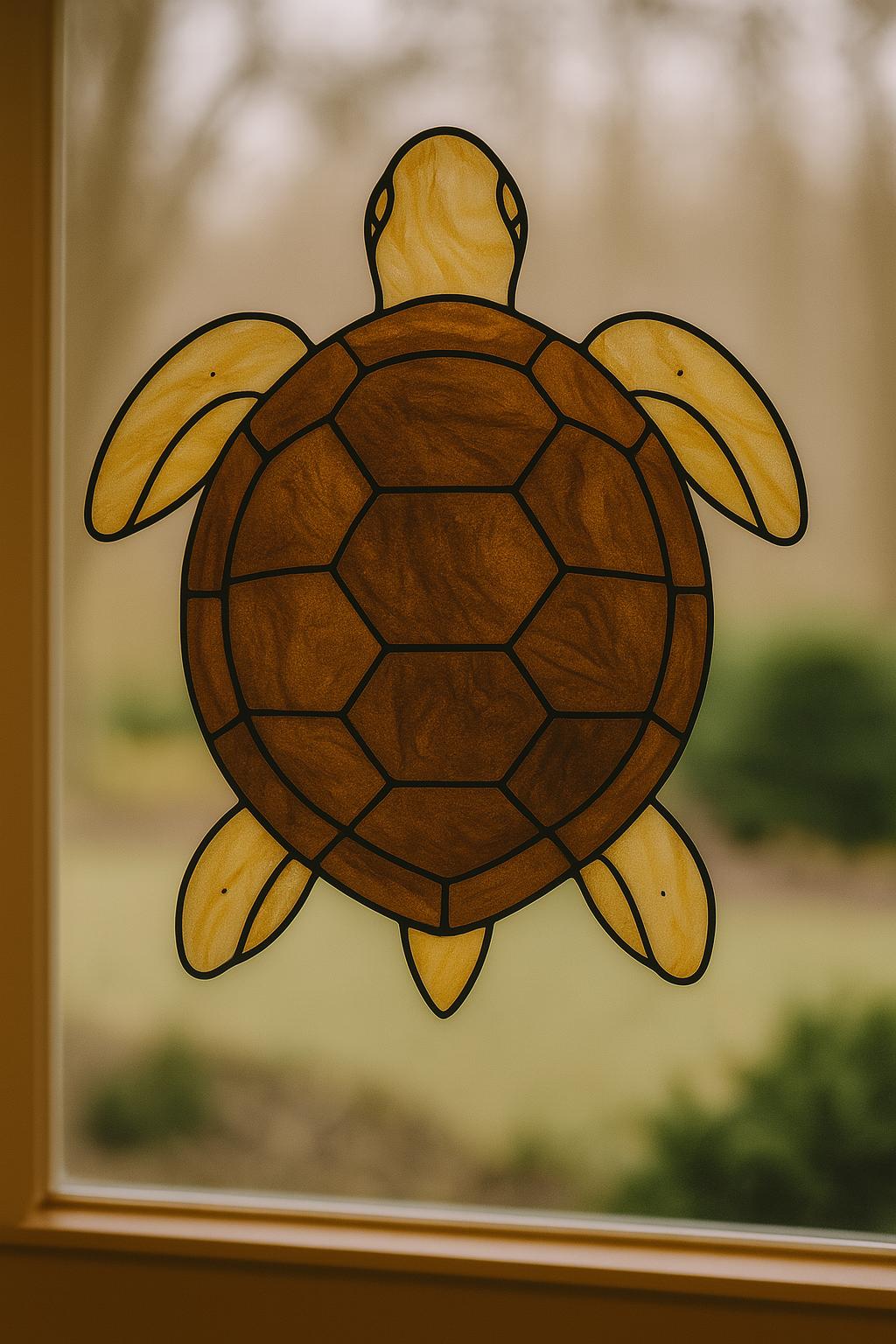 Sea Turtle Stained Glass Pattern – Easy Ocean Animal PDF Template