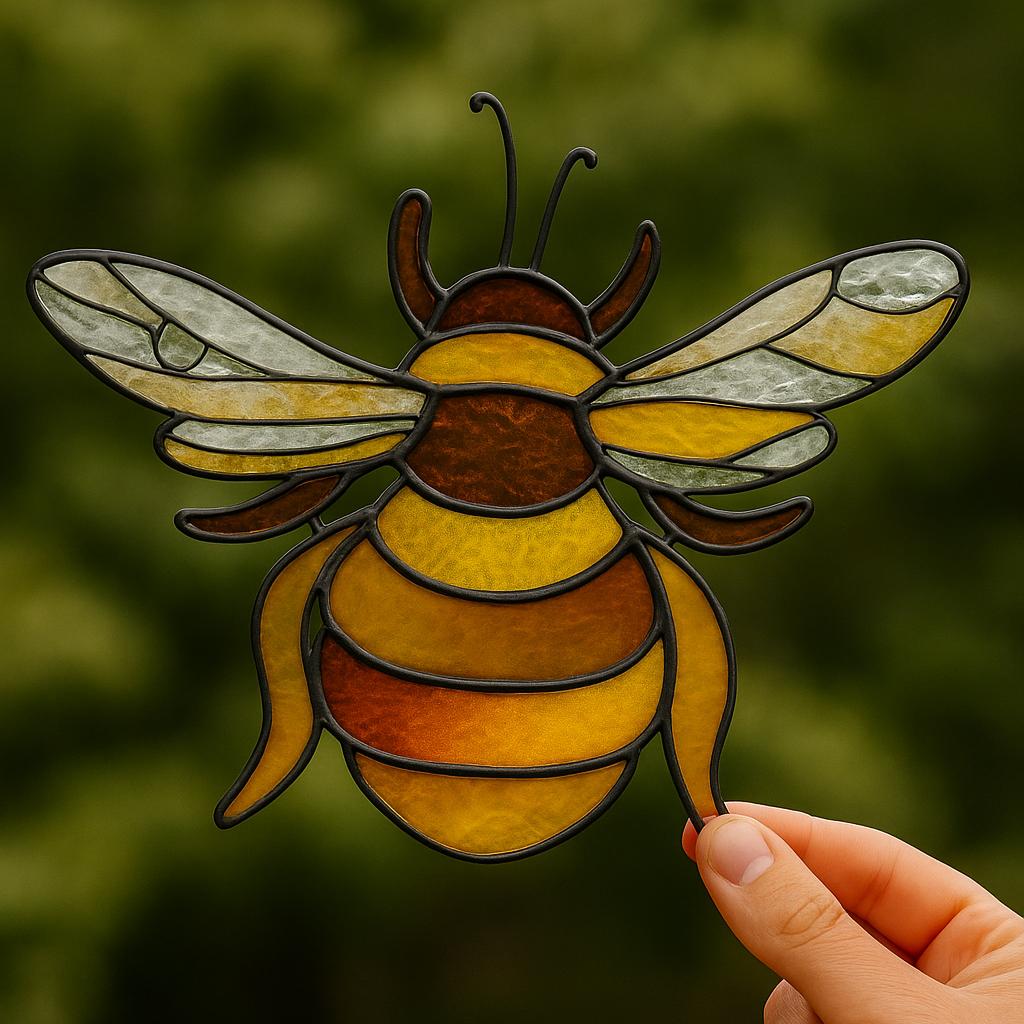 Bumblebee Stained Glass Pattern PDF – Cute Insect Suncatcher Template | Digital Download for DIY Glass Art