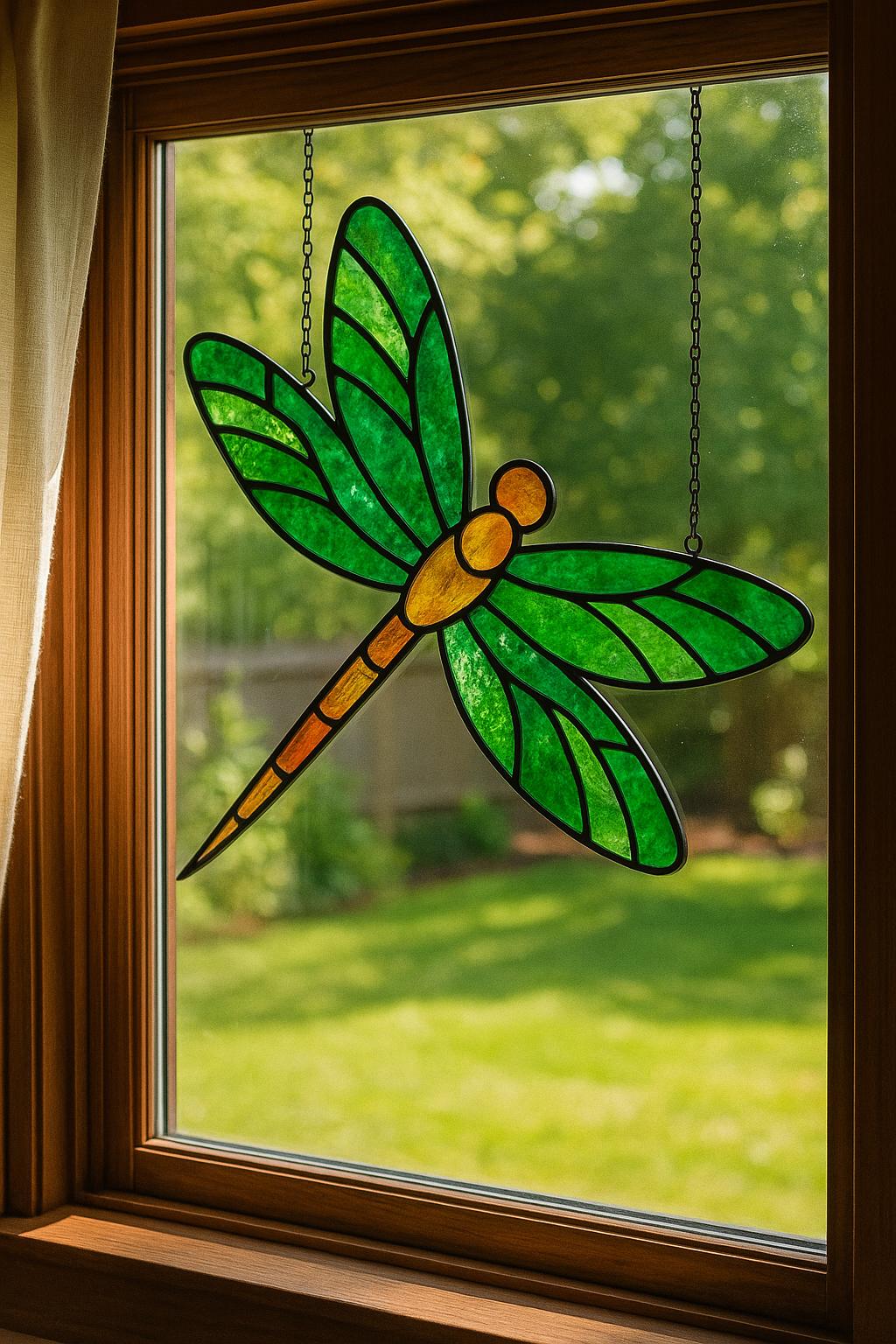 Dragonfly Stained Glass Pattern – PDF Digital Download | Printable Suncatcher Template for DIY Glass Art