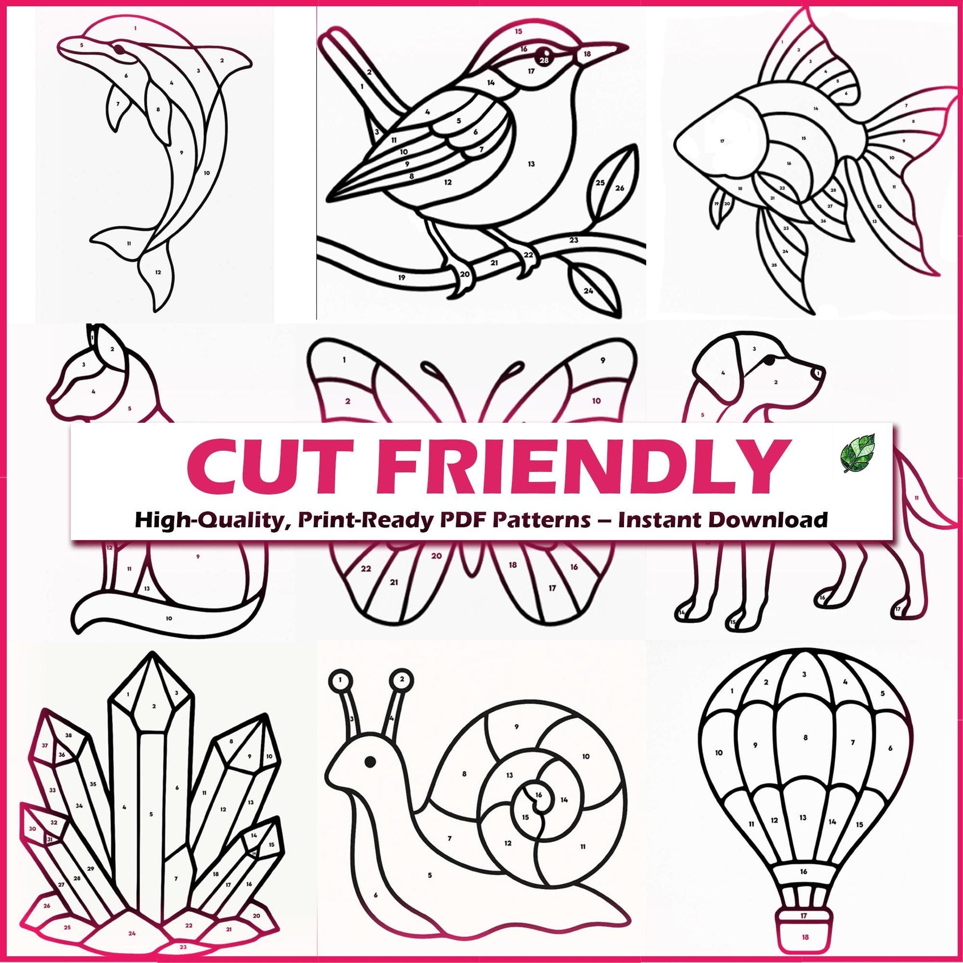 50+ Stained Glass Patterns Bundle – Digital PDF Collection for Suncatchers & Panels | Instant Download