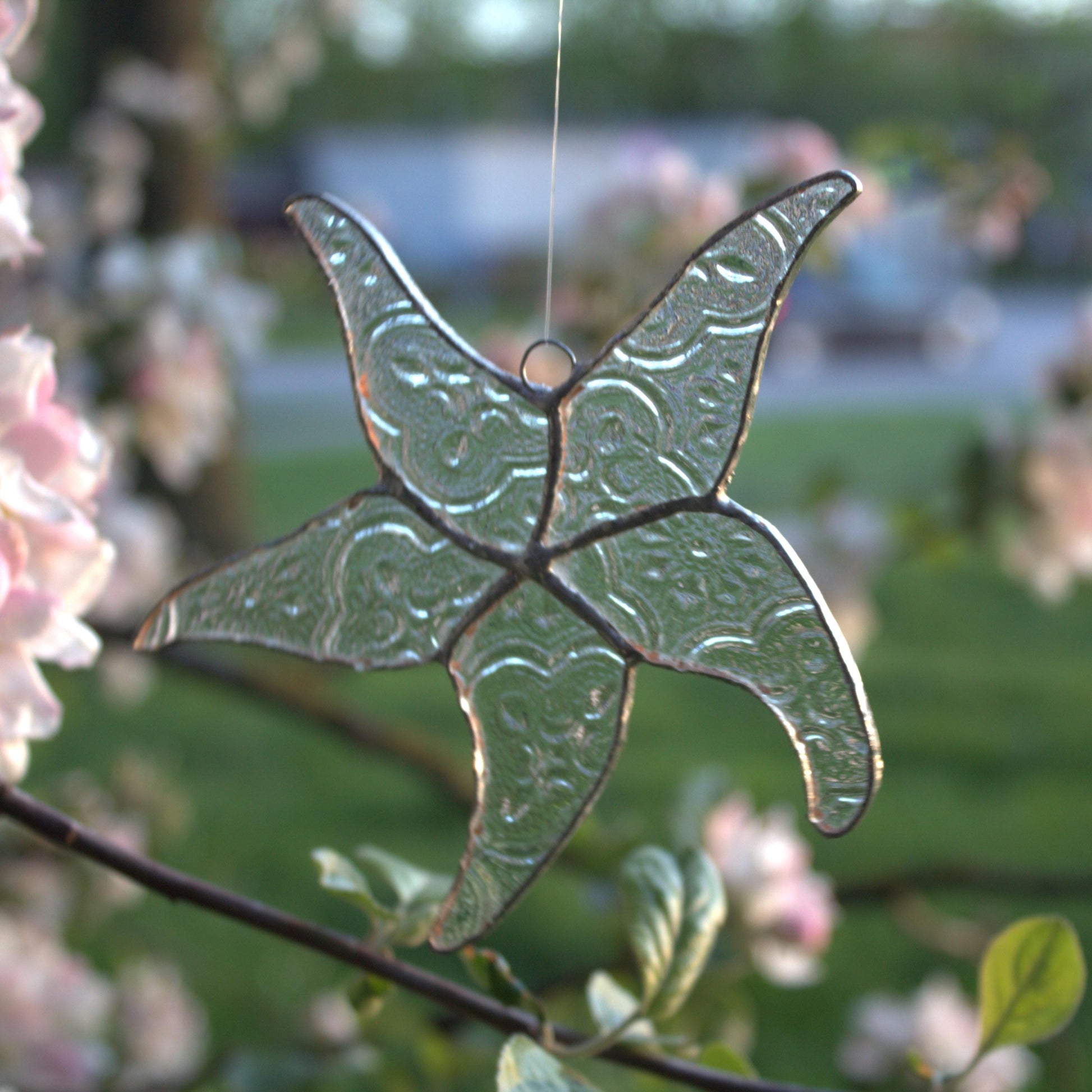 Handcrafted Stained Glass Starfish Suncatcher | Garden of Glass | Ocean-Inspired Window Decoration