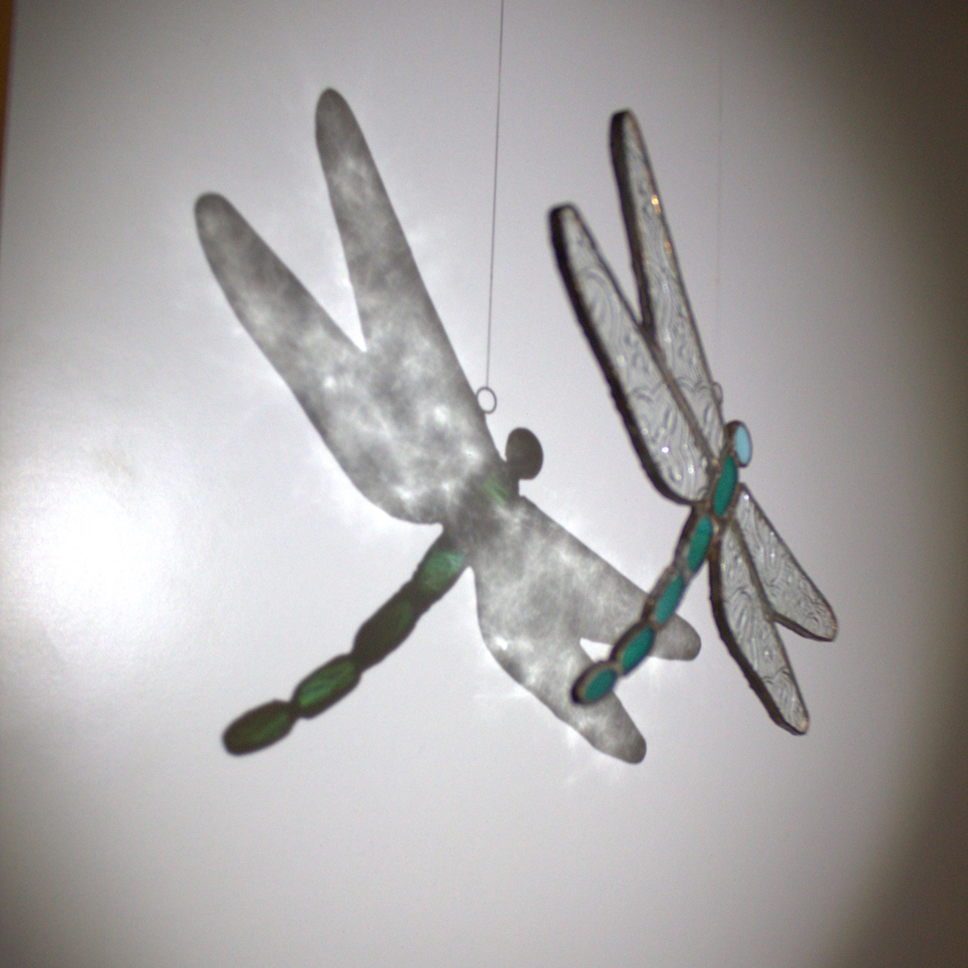 Handcrafted Stained Glass Dragonfly Suncatcher with Blue Accents | Garden of Glass | Nature-Inspired Window Decoration