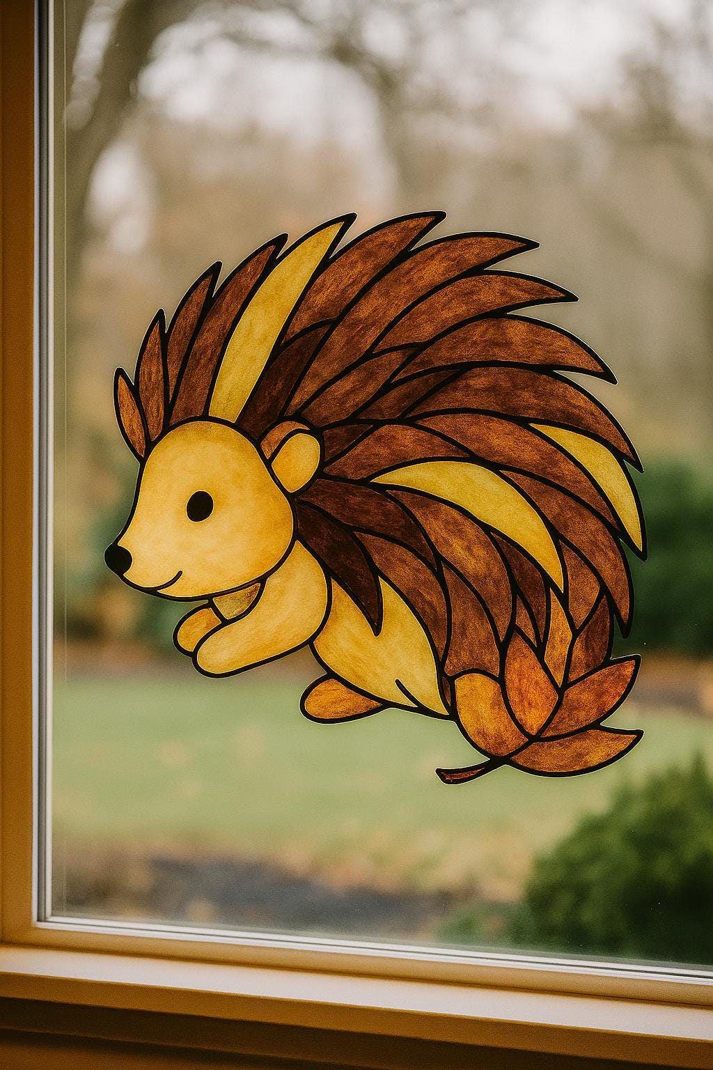 Hedgehog Stained Glass Pattern – Cute and Whimsical Woodland Animal (PDF Digital File)