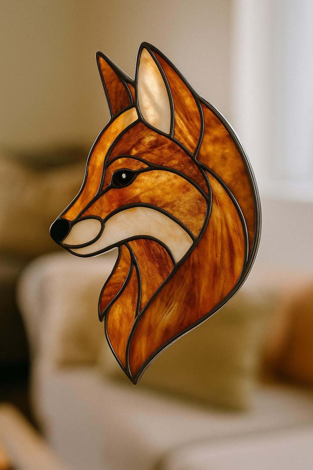Fox Head Stained Glass Pattern PDF – Woodland Animal Suncatcher Template | Digital Download for DIY Glass Art