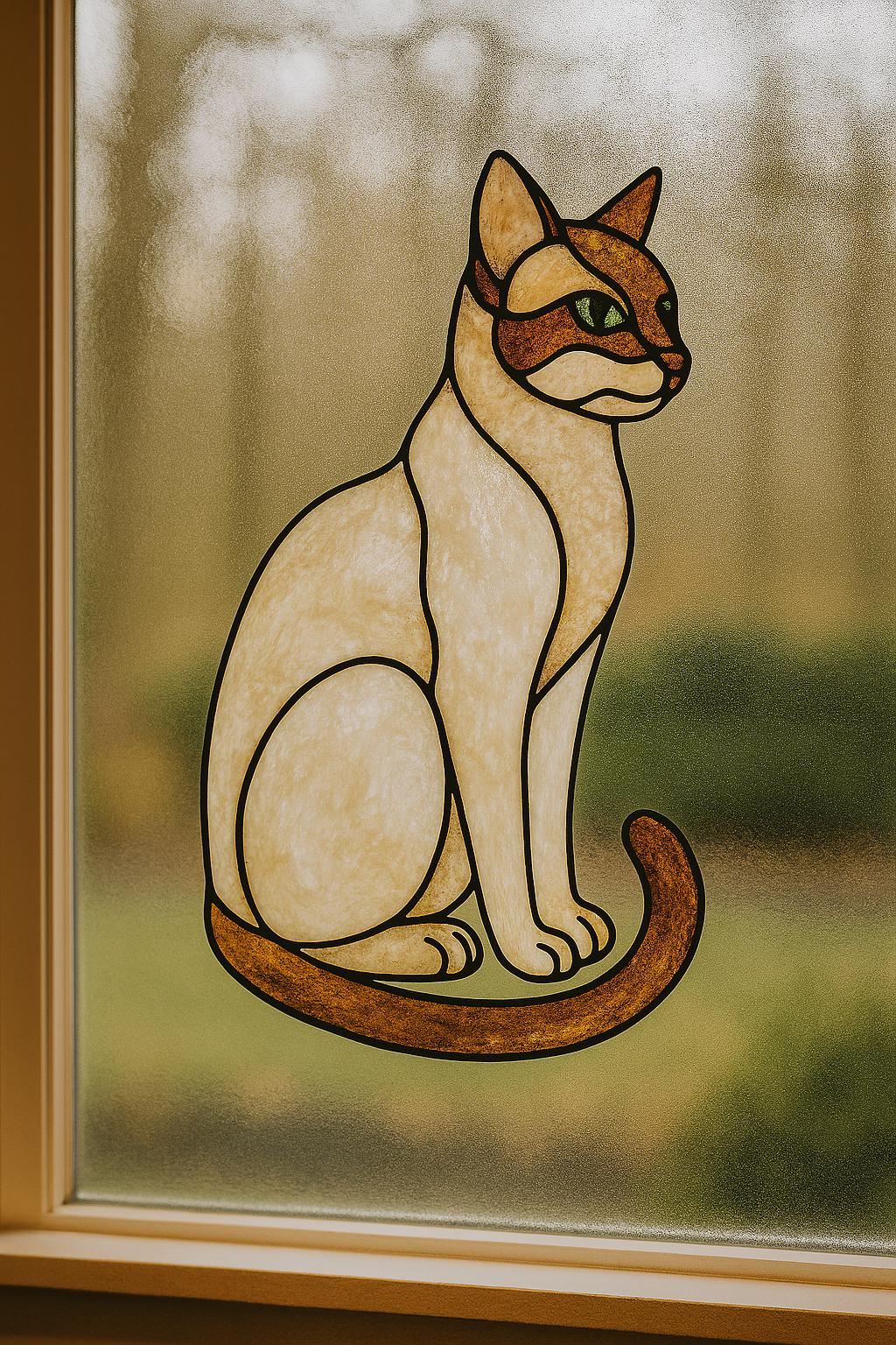Elegant Cat Stained Glass Pattern – Graceful Feline Design (PDF Template)