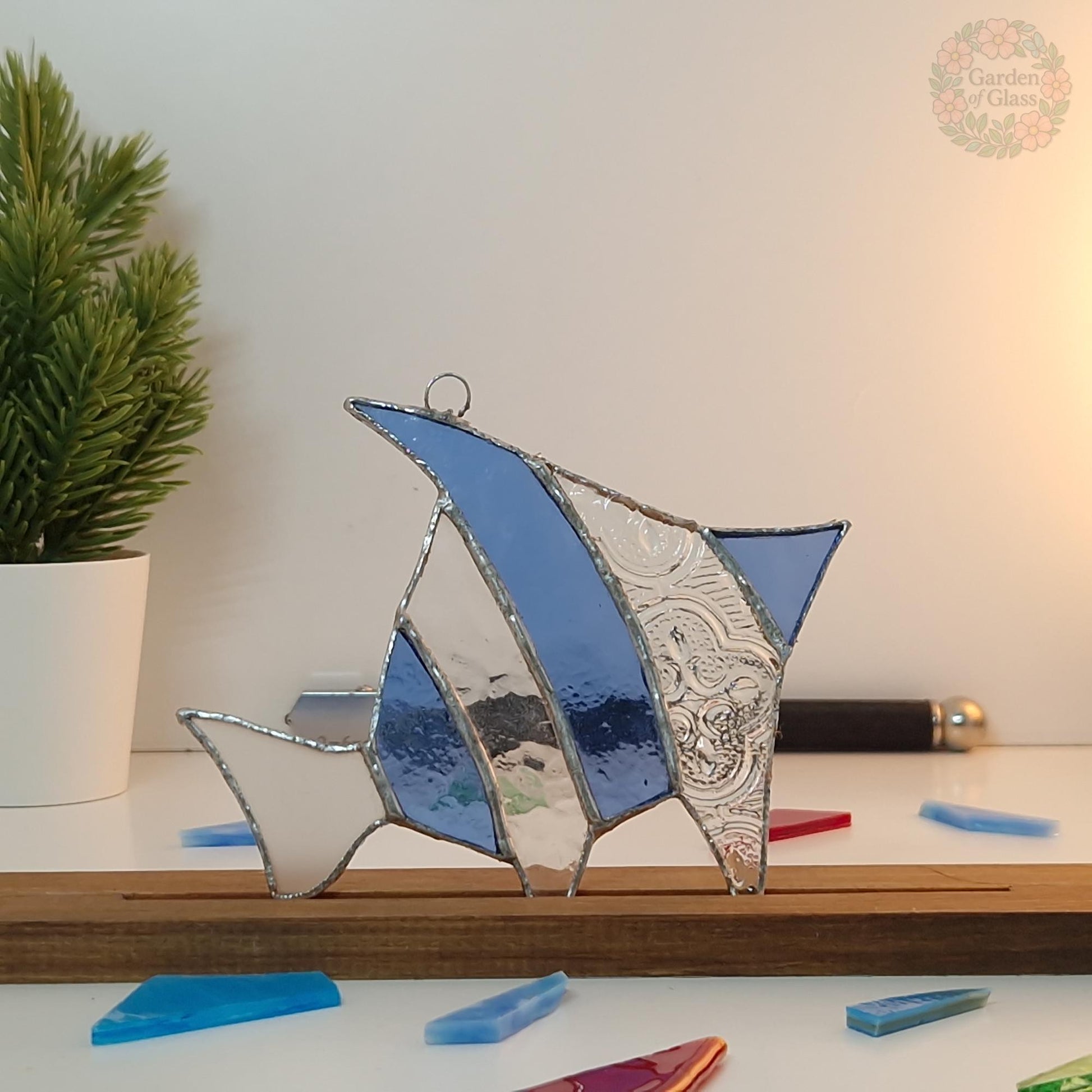 Handcrafted Stained Glass Fish Suncatcher | Garden of Glass | Ocean-Inspired Window Decoration