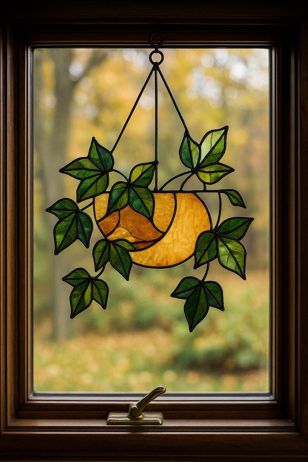 Hanging Plant Pot Stained Glass Pattern – Nature Window Art (Digital File)