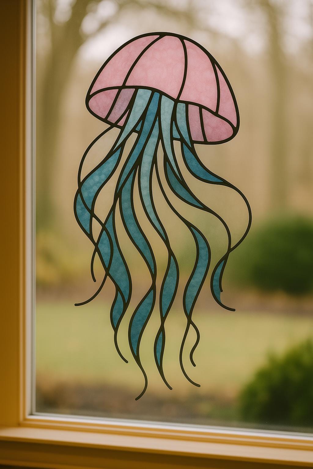 Jellyfish Stained Glass Pattern – Flowing Ocean Design (PDF Template)