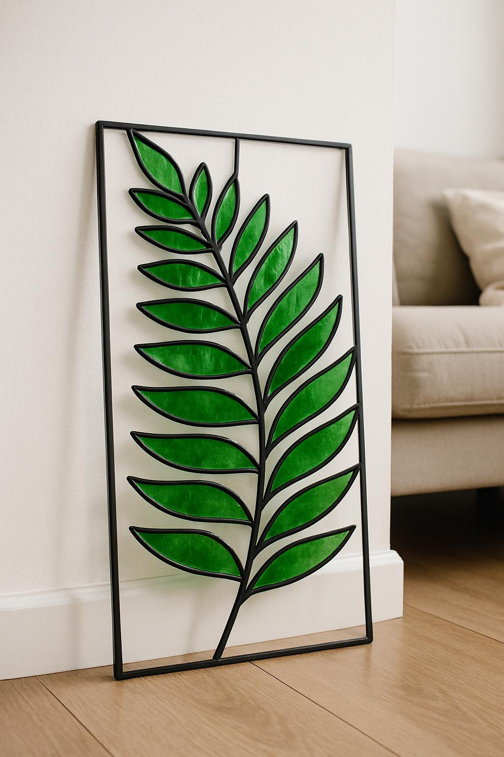 Modern Leaf Stained Glass Pattern PDF – Minimal Botanical Panel Design | Digital Download for Contemporary DIY Art
