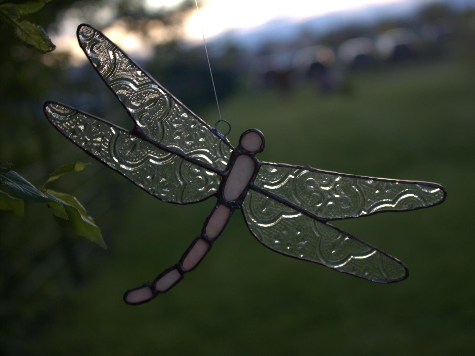 Handcrafted Stained Glass Dragonfly Suncatcher | Garden of Glass | Nature-Inspired Window Decoration