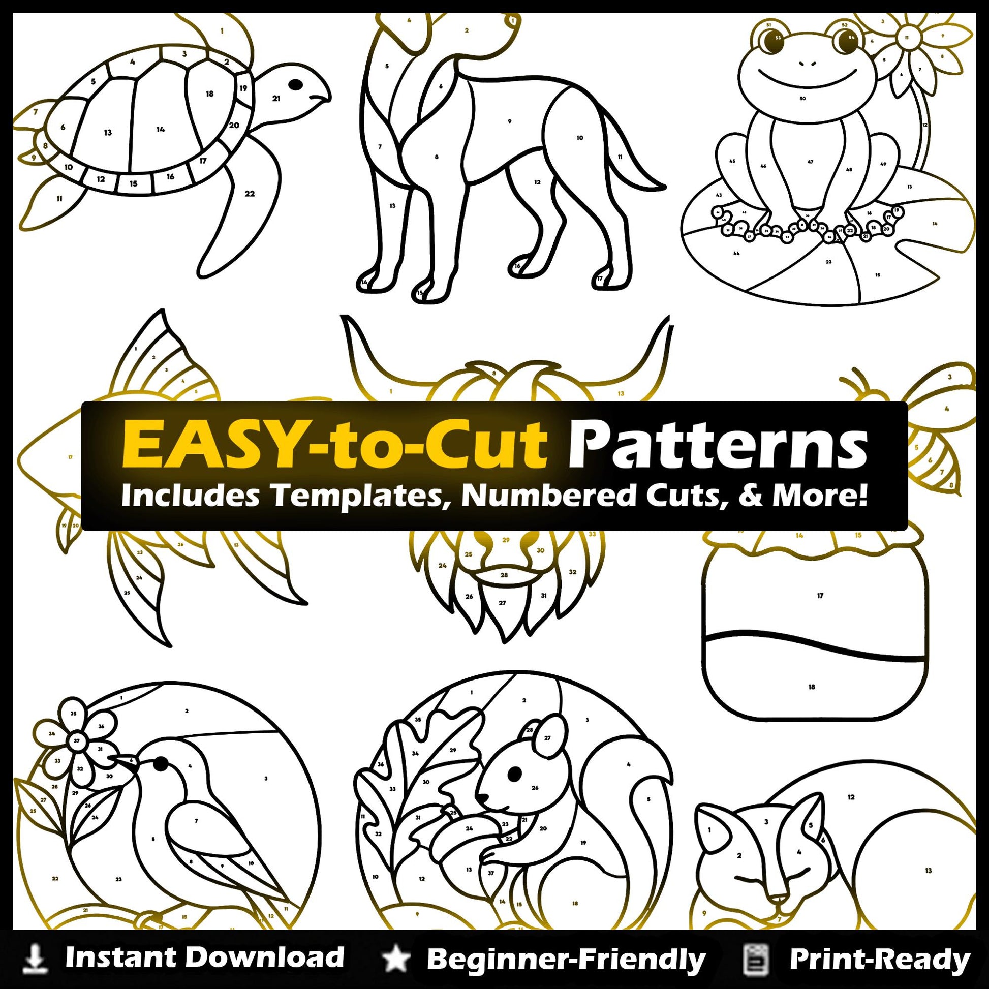 30+ Nature Stained Glass Patterns | PDF Digital Download | Leaf & Flower Inspired Designs | Cut Friendly for Beginners