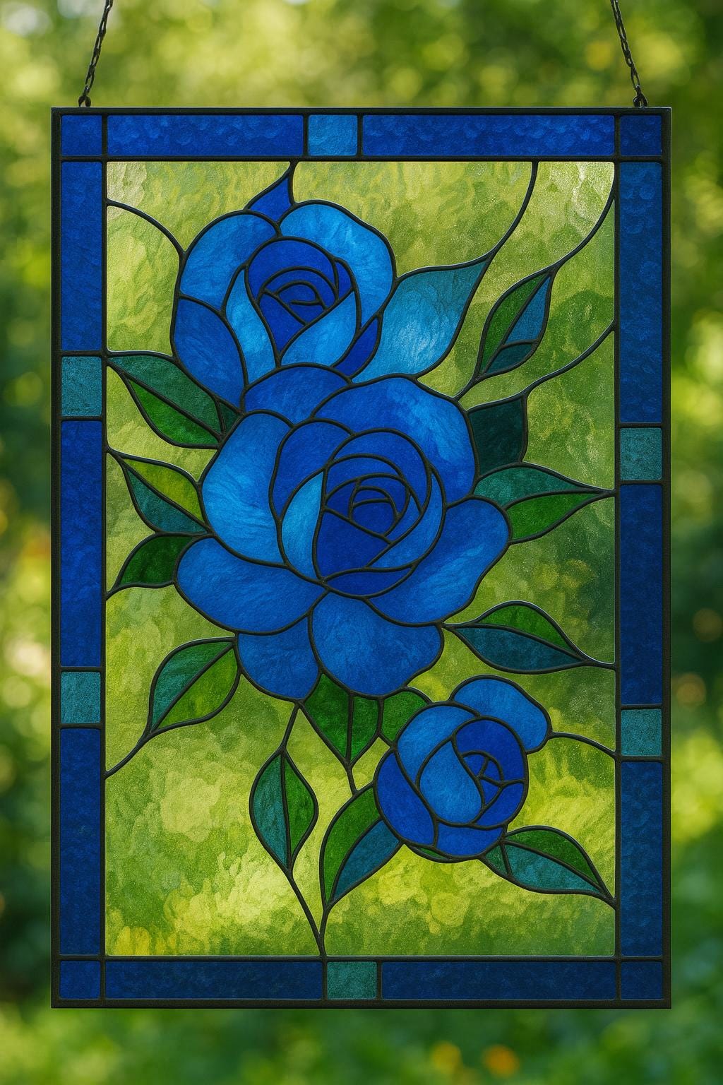 Floral Stained Glass Panel Pattern PDF – Elegant Floral Window Hanging Design, Large Botanical Suncatcher Template, Digital Download