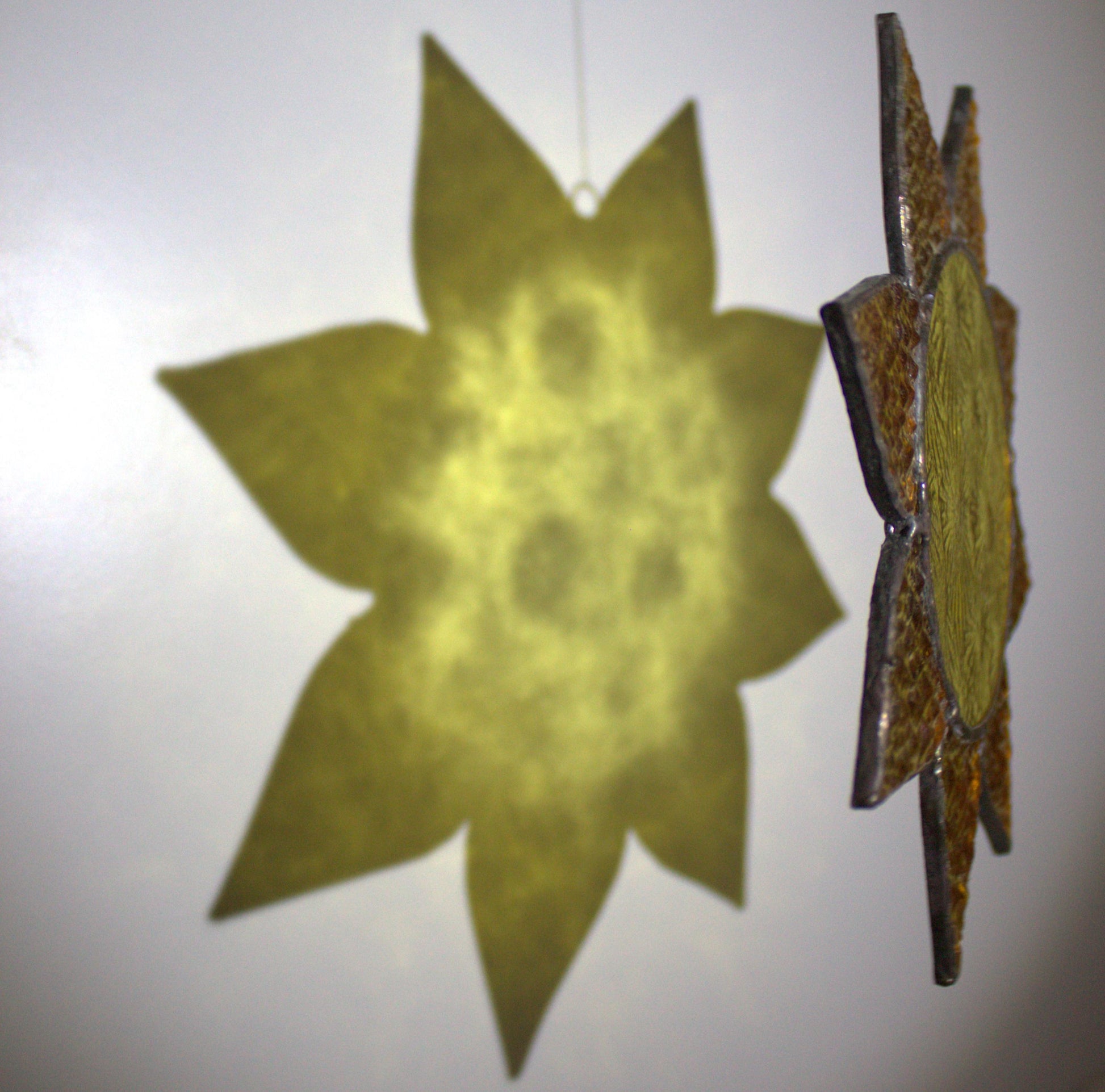 Stained Glass Sun Suncatcher – Handmade Yellow Glass Window Hanging, Sunlight Catcher, Unique Gift for Home or Her
