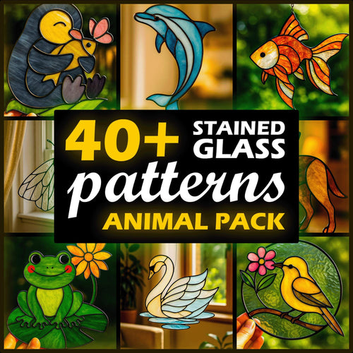 40+ Animal Stained Glass Patterns – Printable PDF Templates | Cut-Friendly Beginner Designs | Digital Download for Glass Artists