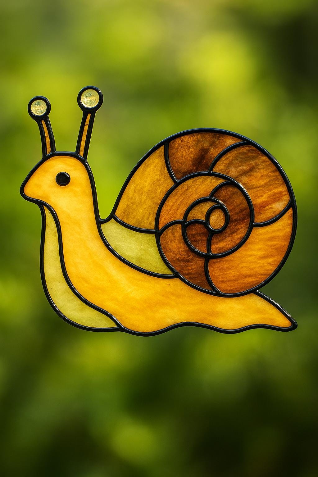 Cute Snail Stained Glass Pattern PDF – Whimsical Garden Animal Suncatcher | Digital Download for DIY Glass Art