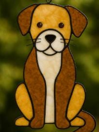 Dog Stained Glass Pattern PDF – Cute Pet Portrait Template | Printable Digital Download for DIY Glass Art