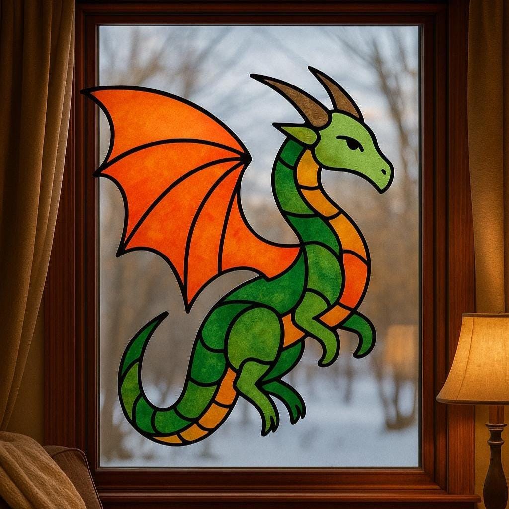 Flying Dragon – Stained Glass Pattern (Digital Download)