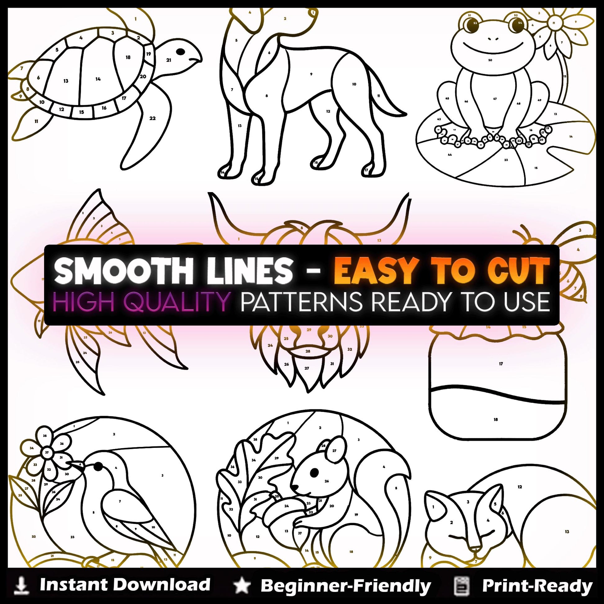 Desert Fox Stained Glass Pattern – Fennec Fox Suncatcher Template (Digital Download)